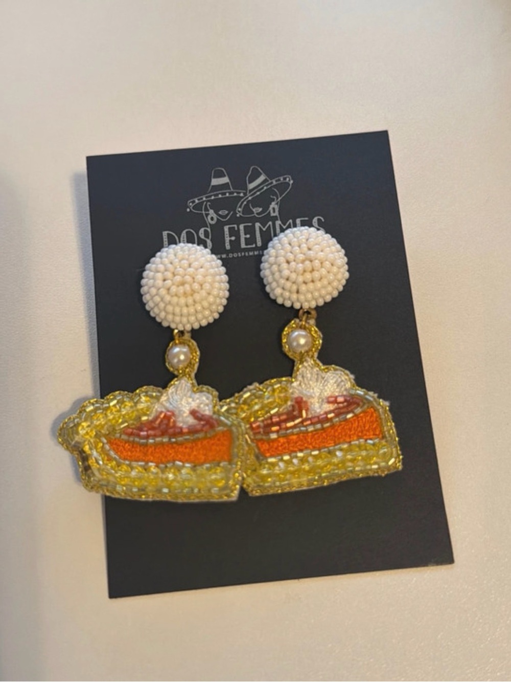 Gold & Orange Beaded Slice Drop Earrings